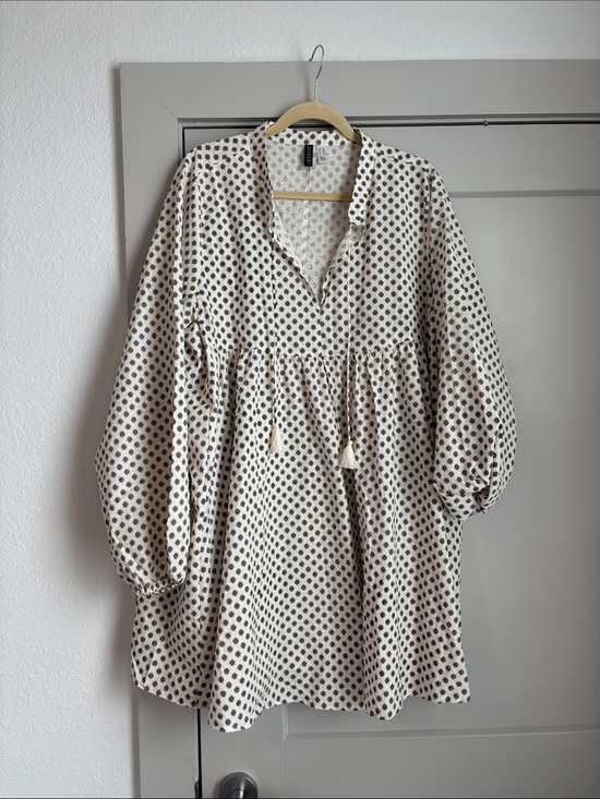 Divided Dresses & Skirts - Cream Polka Dot Babydoll Dress